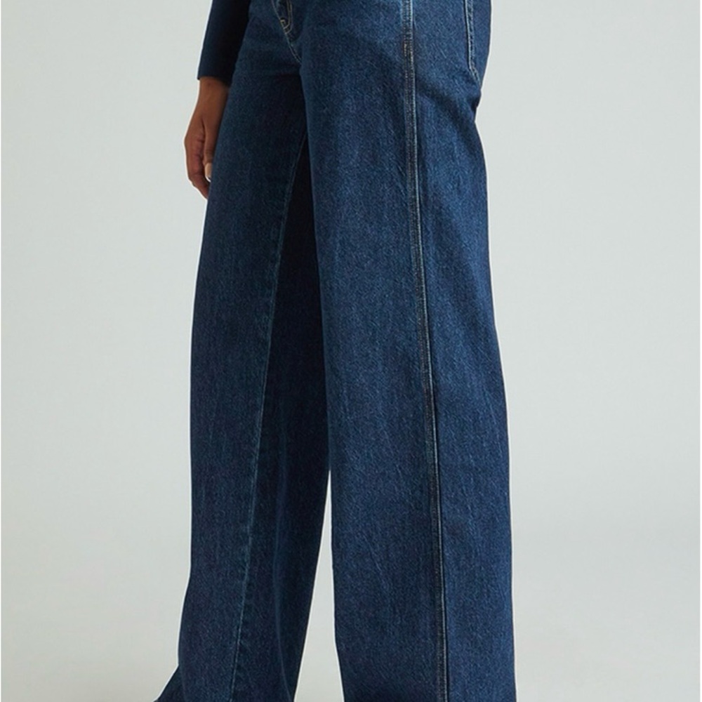 dark indigo low rise baggy jean